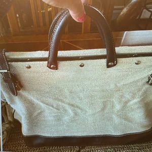 Doctor Bag Large  for daily or weekend travel  in Cream and Brown Studs